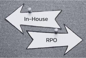 Arrows pointing left and right to in-house recruitment vs RPO