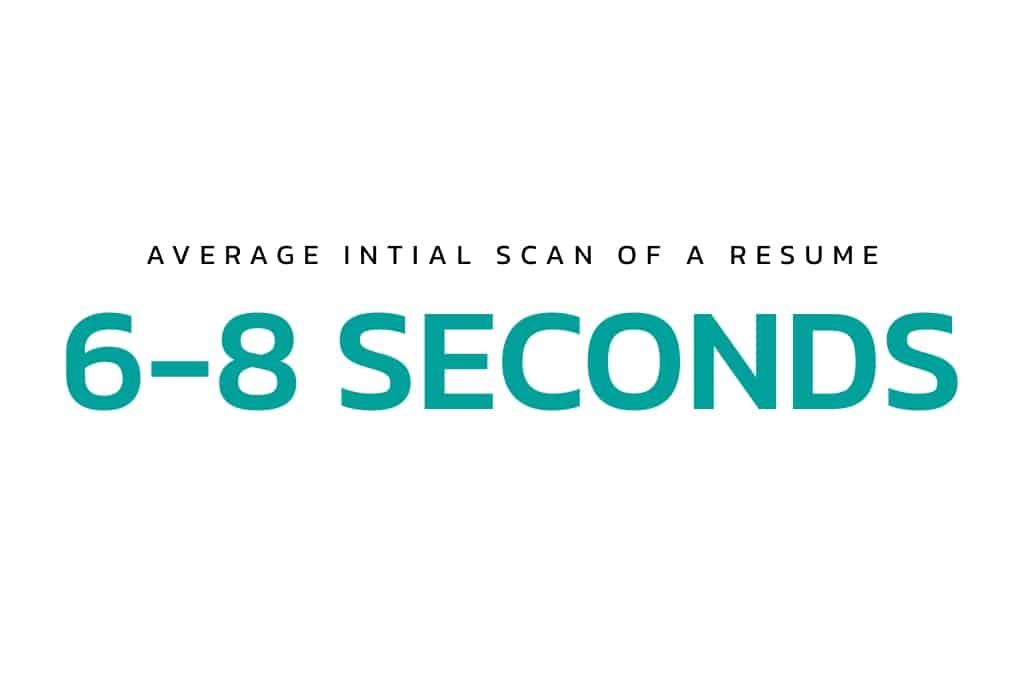 Average first scan of a resume screening is 6-8 seconds
